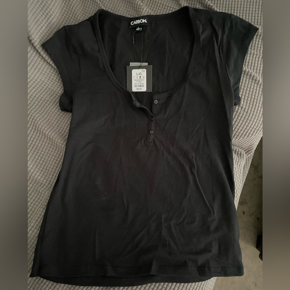 Black Button-Front Top